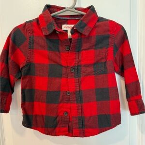 Cat & Jack Red and Black Plaid Flannel Shirt
